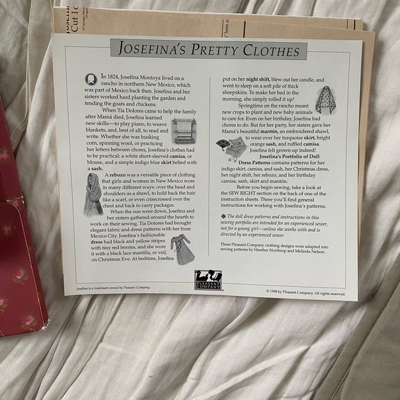 American Girl Pleasant Company Josephina Doll Dress Patterns - Picture 4 of 5